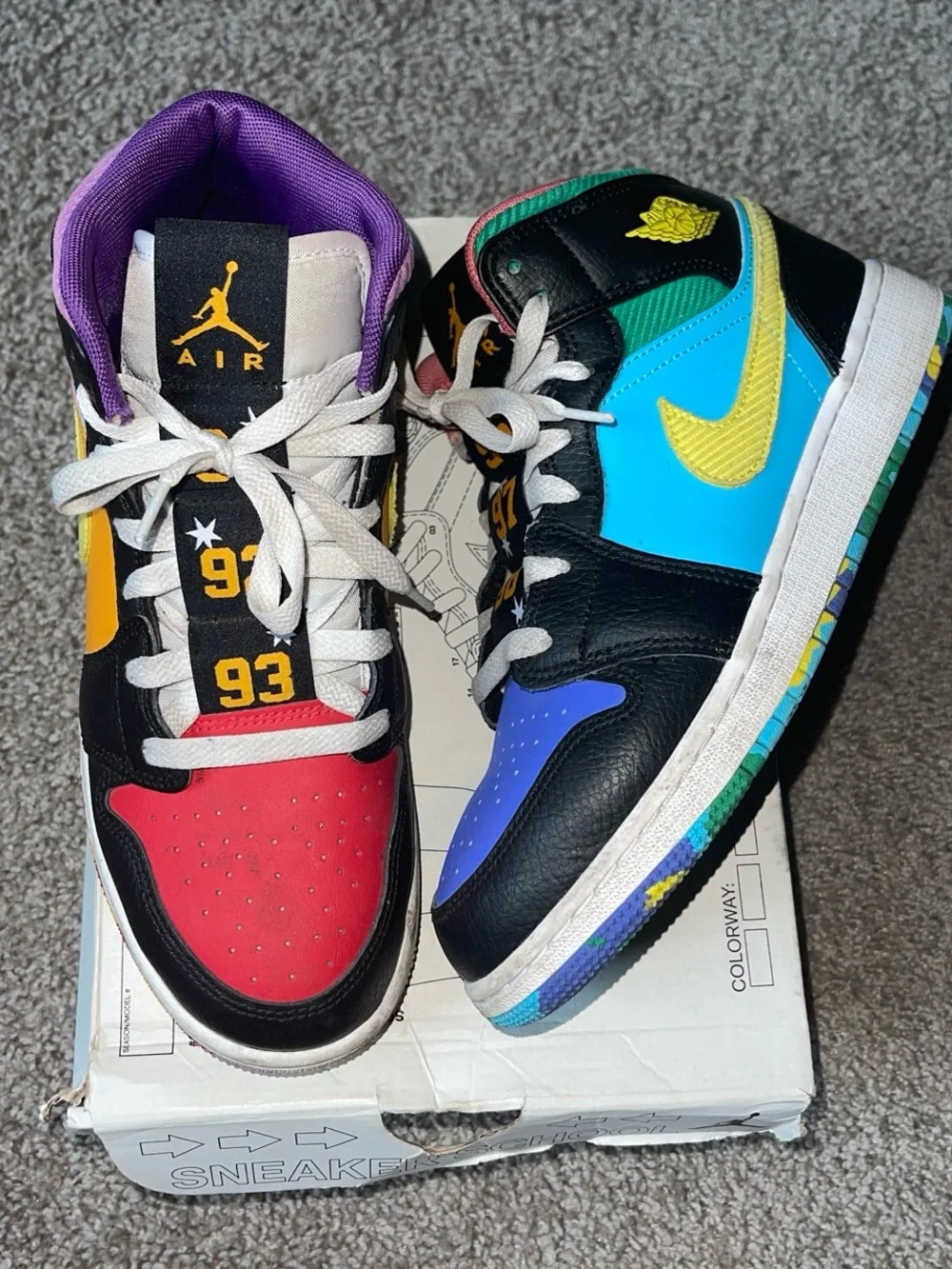 Jordan Multicolor Low-Top Sneakers - Red, Blue & Black